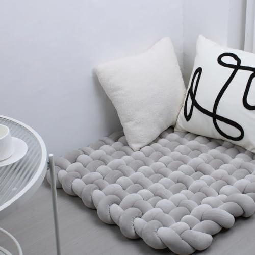 IIQI 70 * 80 cm dick Weiches Kissen handgewebt Tapis de jeu Pour bébé Bauch Zeit Kissenbereich Teppiche Tapis Sitzkissen (Grey) von IIQI