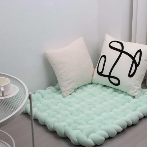 IIQI 70 * 80 cm dick Weiches Kissen handgewebt Tapis de jeu Pour bébé Bauch Zeit Kissenbereich Teppiche Tapis Sitzkissen (Light Green) von IIQI