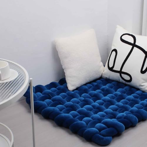 IIQI 70 * 80 cm dick Weiches Kissen handgewebt Tapis de jeu Pour bébé Bauch Zeit Kissenbereich Teppiche Tapis Sitzkissen (Navy Blue) von IIQI