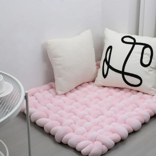 IIQI 70 * 80 cm dick Weiches Kissen handgewebt Tapis de jeu Pour bébé Bauch Zeit Kissenbereich Teppiche Tapis Sitzkissen (Pink) von IIQI