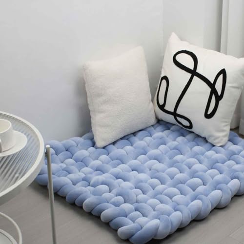IIQI 70 * 80 cm dick Weiches Kissen handgewebt Tapis de jeu Pour bébé Bauch Zeit Kissenbereich Teppiche Tapis Sitzkissen (Purple Blue) von IIQI