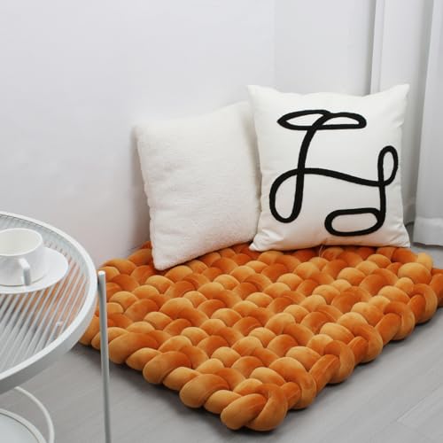 IIQI 70 * 80 cm dick Weiches Kissen handgewebt Tapis de jeu Pour bébé Bauch Zeit Kissenbereich Teppiche Tapis Sitzkissen (Special Orange 50) von IIQI
