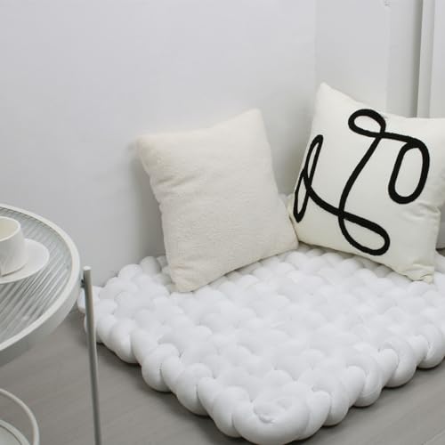 IIQI 70 * 80 cm dick Weiches Kissen handgewebt Tapis de jeu Pour bébé Bauch Zeit Kissenbereich Teppiche Tapis Sitzkissen (White) von IIQI