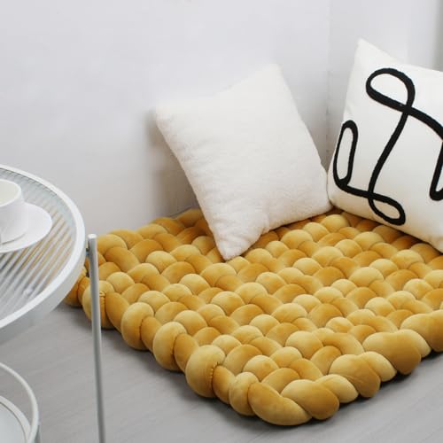 IIQI 70 * 80 cm dick Weiches Kissen handgewebt Tapis de jeu Pour bébé Bauch Zeit Kissenbereich Teppiche Tapis Sitzkissen (Yellow Brown) von IIQI