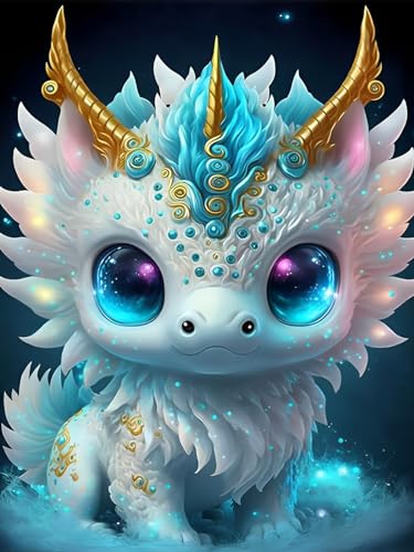 IJHYGD Diamond Painting Diamant Painting Kinder Diamond Painting Zodiac Sign Dragon Diamond Painting für Kinder DIY Cartoon Diamond Painting Picture Diamond Painting Drache DIY Diamond Painting von IJHYGD
