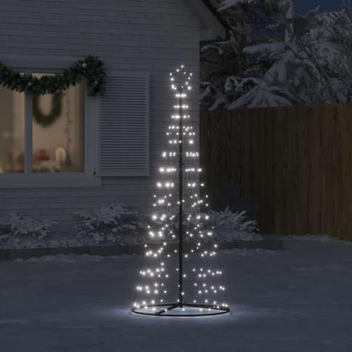 IKAYAA LED Weihnachtsbaum Aussen Kegelform Weihnachtsbaum Metall Groß Kaltweiß 200 LEDs Tannenbaum Lichterbaum Weihnachtsdeko Aussen Weihnachtsbaum Tanne 182 cm von IKAYAA