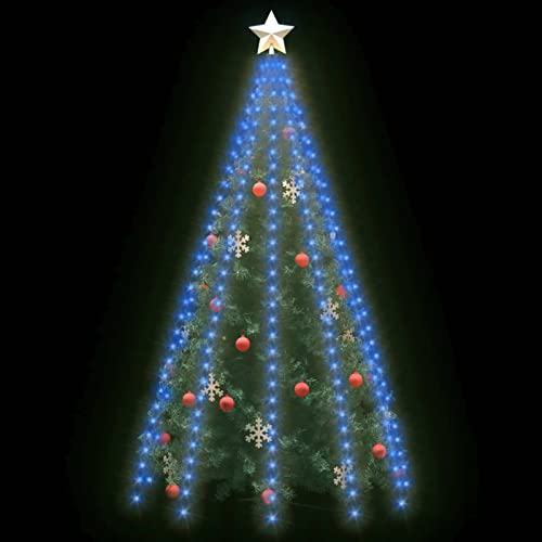IKAYAA Lichterkette Weihnachtsbaum mit Ring und 10 Girlanden, 300 LED Lichterkette Weihnachtsbaum Außen, Christbaumbeleuchtung Innen, Weihnachtsbaum Lichterkette für 300cm Tannenbaum Blau von IKAYAA