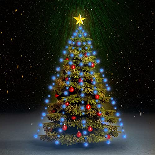IKAYAA Lichterkette Weihnachtsbaum mit Ring und 12 Girlanden, 180 LED Lichterkette Weihnachtsbaum Außen, Christbaumbeleuchtung Innen, Weihnachtsbaum Lichterkette für 180cm Tannenbaum Blau von IKAYAA