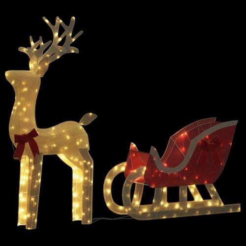 IKAYAA Rentier mit Schlitten Figur Beleuchtet Außen, 100 LED Weihnachtsbeleuchtung Hirsch Deko Weihnachten, Weihnachtsdeko Figuren Elch Garten Outdoor, Warmweiß, IP44 IKAYAA Rentier mit Schlitten Figur Beleuchtet Außen, 100 LED Weihnachtsbeleuchtung Hirsch Deko Weihnachten, Weihnachtsdeko Figuren Elch Garten Outdoor, Warmweiß, IP44 von IKAYAA