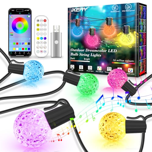 IKERY LED-Lichterkette, USB, IP65, Dreamcolor, 30 m, G40 Globus, dimmbar, bruchsicher, mit App, RF-Fernbedienung, für Innenbereich, Party, Garten, Pavillon, Terrasse, Weihnachtsdekoration IKERY LED-Lichterkette, USB, IP65, Dreamcolor, 30 m, G40 Globus, dimmbar, bruchsicher, mit App, RF-Fernbedienung, für Innenbereich, Party, Garten, Pavillon, Terrasse, Weihnachtsdekoration von IKERY