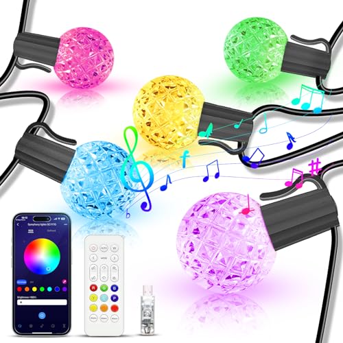 IKERY Lichterkette Außen USB, LED Dreamcolor Farbwechselnde Glühbirnen Dimmbare, IP65 Wasserdicht, Funktioniert mit App-Steuerung RF Fernsteuerung, 25 LEDs 15m Outdoor von IKERY