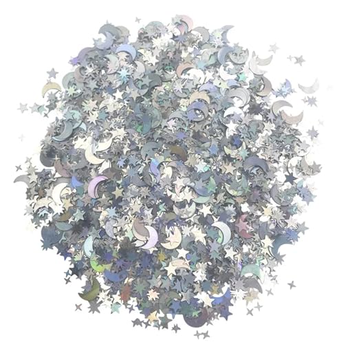 Glitzer Konfetti 1 tasche Glitter Mond Sterne Konfetti Pailletten Dekoration Party Tisch Streuen Liefert(Silver) von IKFGTJRE