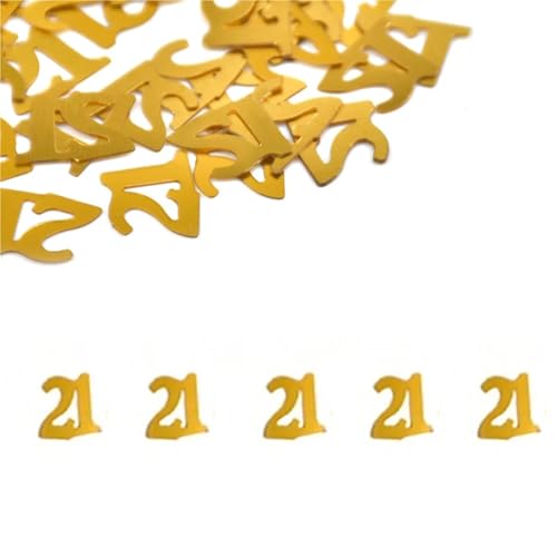 Glitzer Konfetti Digital Gold Konfetti Glitter 15g/Beutel Nummer 18/21/30/40/50/60/70 Papierreste Geburtstag Party Jahrestag Hochzeit Dekoration(Gold 21) von IKFGTJRE