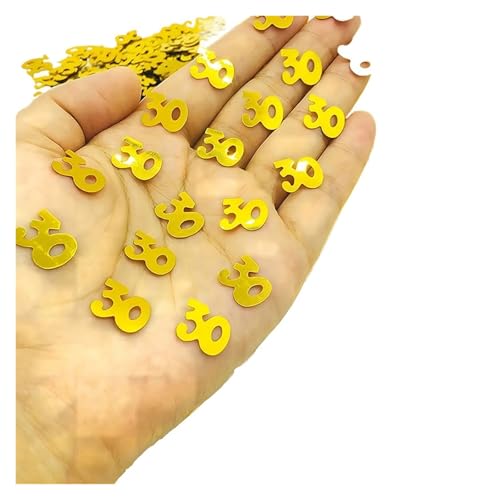 Glitzer Konfetti Digital Gold Konfetti Glitter 15g/Beutel Nummer 18/21/30/40/50/60/70 Papierreste Geburtstag Party Jahrestag Hochzeit Dekoration(Gold 30) von IKFGTJRE