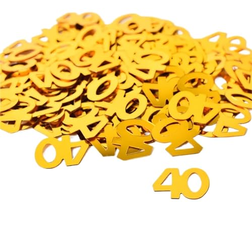 Glitzer Konfetti Digital Gold Konfetti Glitter 15g/Beutel Nummer 18/21/30/40/50/60/70 Papierreste Geburtstag Party Jahrestag Hochzeit Dekoration(Gold 40) von IKFGTJRE