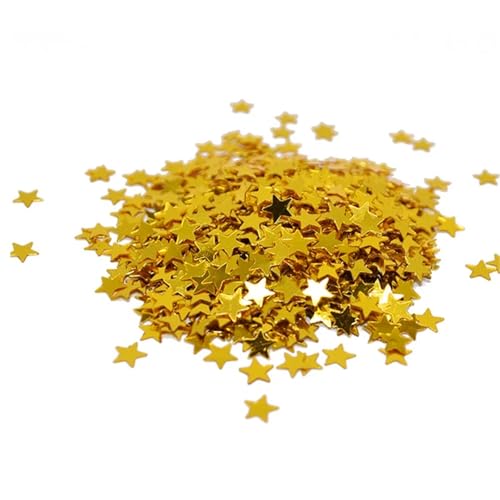 Glitzer Konfetti Glänzende Sterne Konfetti 15g 6/10mm Geburtstag Party Hochzeit Tisch Dekoration Streusel Weihnachten DIY(Gold,6mm) von IKFGTJRE