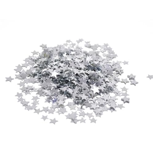 Glitzer Konfetti Glänzende Sterne Konfetti 15g 6/10mm Geburtstag Party Hochzeit Tisch Dekoration Streusel Weihnachten DIY(Silver,10mm) von IKFGTJRE