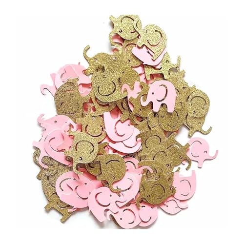 Glitzer Konfetti Glitter Konfetti 100Pcs Gold Silber Elefant for Jungen Mädchen Tisch Erste Geburtstag Party Dekoration(Pink) von IKFGTJRE
