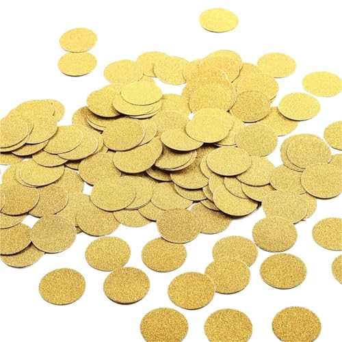 Glitzer Konfetti Glitzerndes Fünf-Sterne-Konfetti for Hochzeitsfeiern und Tischdekoration, 1,2 Zoll Durchmesser (Glitzergold, 200 Stück)(Round gold) von IKFGTJRE