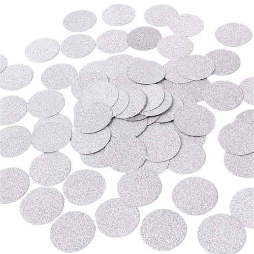 Glitzer Konfetti Glitzerndes Fünf-Sterne-Konfetti for Hochzeitsfeiern und Tischdekoration, 1,2 Zoll Durchmesser (Glitzergold, 200 Stück)(Round silver) von IKFGTJRE