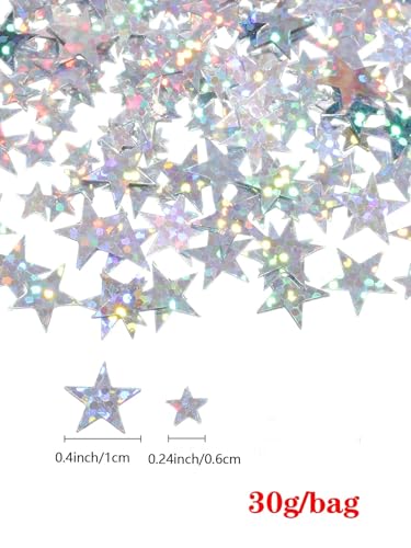 Glitzer Konfetti Konfetti 10/6mm Stern Silber Geburtstag Party Tischdekoration Streusel Supplies-30g von IKFGTJRE