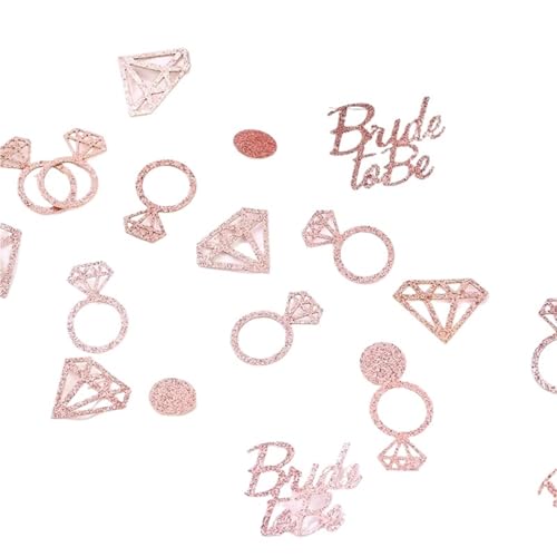 Glitzer Konfetti Konfetti 100Pcs Braut Zu Werden Diamant Ring Herz Singles' Nacht Engagement Hochzeit Party Tisch Top Verstreut(Color 01) von IKFGTJRE