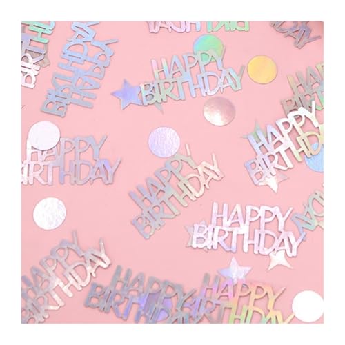 Glitzer Konfetti Konfetti 200 Stück Happy Birthday, schillernde Kreis-Stern-Buchstaben-Form Tischstreu von IKFGTJRE