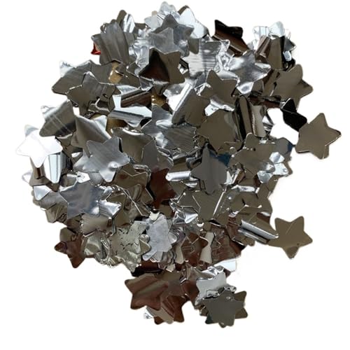 Glitzer Konfetti Konfetti Metallic Folie 1,5 cm Runde Stern Herz Pailletten Tisch Hochzeit Geburtstag Party Dekorationen(Silver Star,500g) von IKFGTJRE
