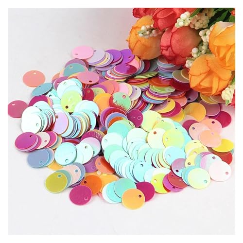Glitzer Konfetti Pailletten, 10 mm, 15, 20, 25, groß, flach, mit rundem Rand, Loch, lose for Basteln, Kindertanzen, DIY-Dekoration, g(AB MIX,15mm10g120pcs) von IKFGTJRE
