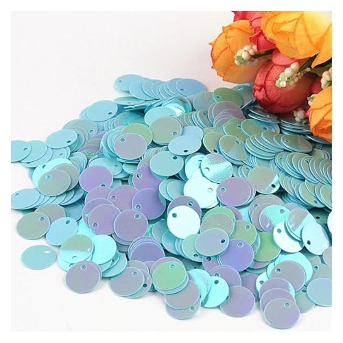 Glitzer Konfetti Pailletten, 10 mm, 15, 20, 25, groß, flach, mit rundem Rand, Loch, lose for Basteln, Kindertanzen, DIY-Dekoration, g(ABblue,10mm10g250pcs) von IKFGTJRE
