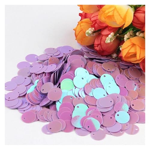 Glitzer Konfetti Pailletten, 10 mm, 15, 20, 25, groß, flach, mit rundem Rand, Loch, lose for Basteln, Kindertanzen, DIY-Dekoration, g(ABpurple,10mm10g250pcs) von IKFGTJRE