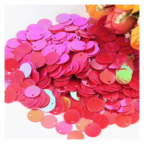 Glitzer Konfetti Pailletten, 10 mm, 15, 20, 25, groß, flach, mit rundem Rand, Loch, lose for Basteln, Kindertanzen, DIY-Dekoration, g(ABred,25mm10g60pcs) von IKFGTJRE