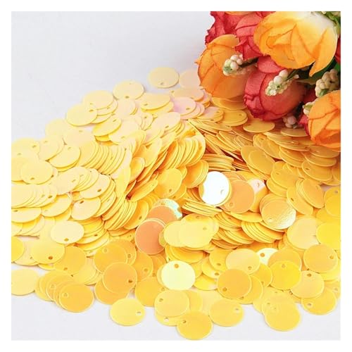 Glitzer Konfetti Pailletten, 10 mm, 15, 20, 25, groß, flach, mit rundem Rand, Loch, lose for Basteln, Kindertanzen, DIY-Dekoration, g(AByellow,25mm10g60pcs) von IKFGTJRE