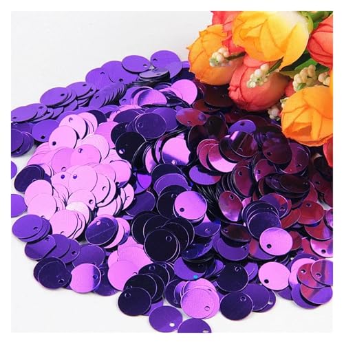 Glitzer Konfetti Pailletten, 10 mm, 15, 20, 25, groß, flach, mit rundem Rand, Loch, lose for Basteln, Kindertanzen, DIY-Dekoration, g(Dark purple,30mm10g40pcs) von IKFGTJRE
