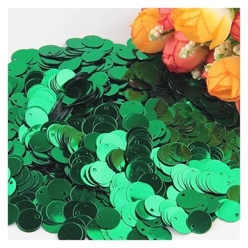 Glitzer Konfetti Pailletten, 10 mm, 15, 20, 25, groß, flach, mit rundem Rand, Loch, lose for Basteln, Kindertanzen, DIY-Dekoration, g(Green,30mm10g40pcs) von IKFGTJRE