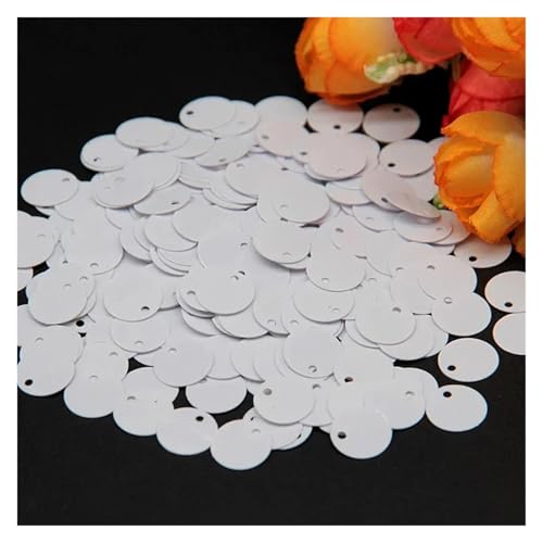 Glitzer Konfetti Pailletten, 10 mm, 15, 20, 25, groß, flach, mit rundem Rand, Loch, lose for Basteln, Kindertanzen, DIY-Dekoration, g(White,10mm10g250pcs) von IKFGTJRE