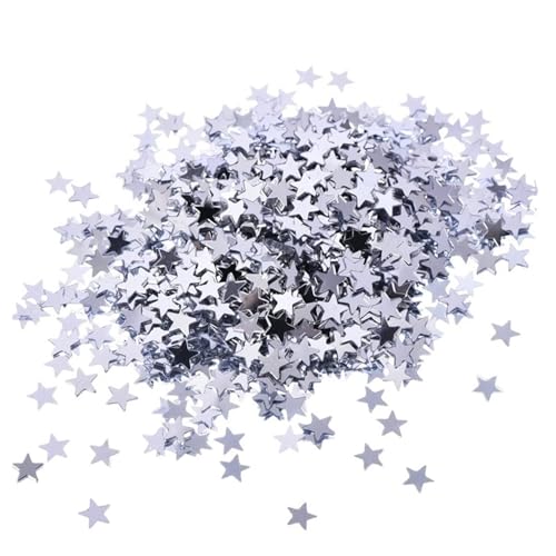 Glitzer Konfetti Stern-Tischkonfetti, 6 mm, 10, Metallic-Folie, Pailletten, Streuung for Heimwerker, Basteln, Geburtstagsfeier, Hochzeitsdekoration, 15 g(6mm silver) von IKFGTJRE