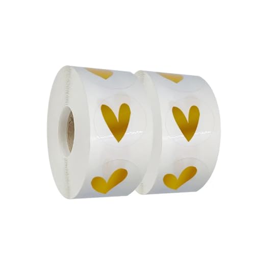 Prägeaufkleber 100-500 Stück 1 Zoll goldener Herzaufkleber for Produkt schöne Geschenkversiegelung Dekoration Versorgung transparentes wasserdichtes Verpackungsetikett(500pcs 2.5cm) von IKFGTJRE