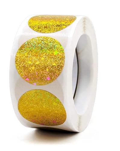 Prägeaufkleber 100-500 stücke Gold Glitter Versiegelung Label Runde Laser Aufkleber Party Handgemachte Nette Umschlag Business Label Stationäre(Gold,500PCS) von IKFGTJRE
