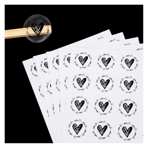 Prägeaufkleber 200 Stück Bronzing Transparente Versiegelungsaufkleber Liebe Herz Rund Gold Silber Umschlag Bonbontüte Label for Backen Geschenk DIY Dekoration(200pcs-black) von IKFGTJRE