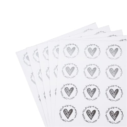Prägeaufkleber 200 Stück Bronzing Transparente Versiegelungsaufkleber Liebe Herz Rund Gold Silber Umschlag Bonbontüte Label for Backen Geschenk DIY Dekoration(200pcs-silver) von IKFGTJRE