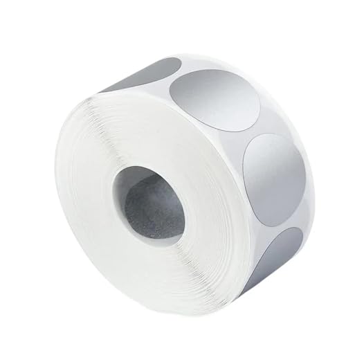 Prägeaufkleber 300 Stück Rubbelaufkleber, runde Etiketten, Aufkleber, Gold/Silber, DIY, handgefertigt, for Spiele, Rubbelaufkleber, Etiketten, Partyzubehör(300PCS-Silver) von IKFGTJRE
