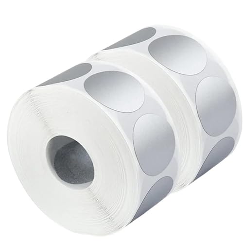 Prägeaufkleber 300 Stück Rubbelaufkleber, runde Etiketten, Aufkleber, Gold/Silber, DIY, handgefertigt, for Spiele, Rubbelaufkleber, Etiketten, Partyzubehör(600PCS-Silver) von IKFGTJRE