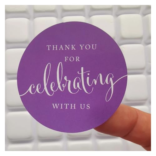 Prägeaufkleber 60 stücke Kreis Geschenk Label Aufkleber 2 zoll Danke for Feiern mit Uns Runde Dank Label Party Favors Aufkleber(PURPLE) von IKFGTJRE