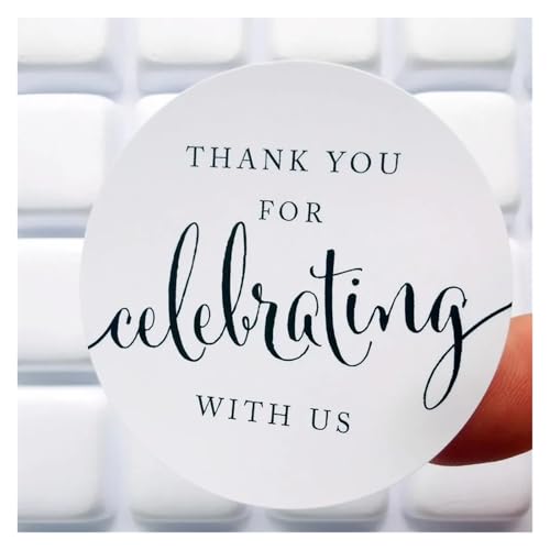 Prägeaufkleber 60 stücke Kreis Geschenk Label Aufkleber 2 zoll Danke for Feiern mit Uns Runde Dank Label Party Favors Aufkleber(WHITE) von IKFGTJRE