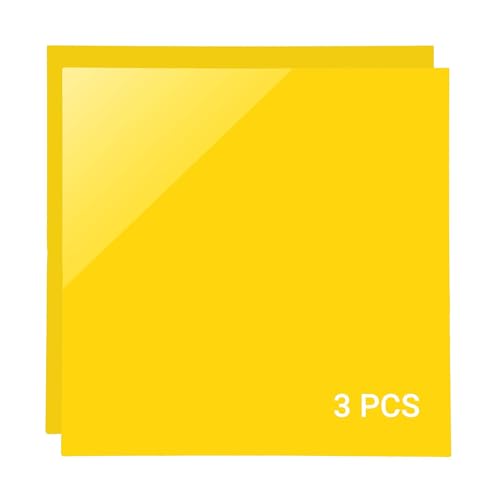 IKIER 3 Stück Gelb Acrylglas Kunststoffplatten, 30 x 30cm Klare ABS Acrylplatten Transparente Acrylplatte für Lasergravur Individuelle Persönliche Schilder, Abzeichen, DIY von IKIER