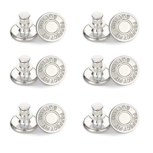 Jeansknöpfe 12 Stück, IKWOLETI 17mm Buttons, Jeans Knöpfe Ohne Nähen, Hosenknöpfe zur Reparatur von Jeans, Hosen, DIY, Hosen Enger Machen, zum Erweitern oder Reduzieren der Hosengröße von IKWOLETI