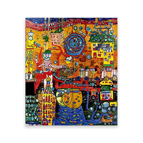 Friedensreich Hundertwasser Berühmte Gemälde auf Leinwand. (Days Fax Painting) Reproduktion auf Leinwand, Wandkunst, Bilder für Heimdekoration. 30 x 39 cm (11,8 x 15,3 Zoll) rahmenlos von IKYE