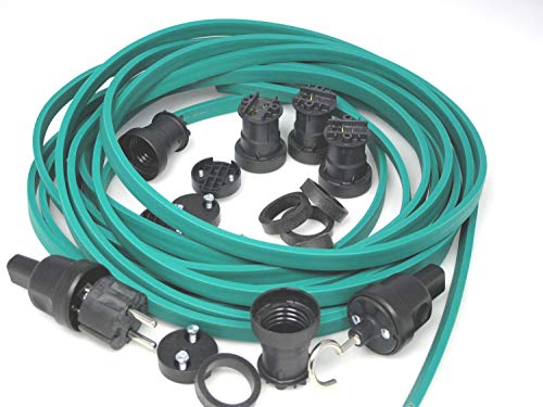 IKu ® Bausatz Illu Lichterkette 25 Meter 25 Fassungen - Stecker - Endstück - Grünes Kabel von IKu