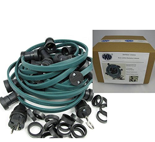 IKu ® GmbH Illu Lichterkette 40 M - 60 Fassungen Fertig montierte Garten Lichterkette E 27 - Handfertigung von IKu